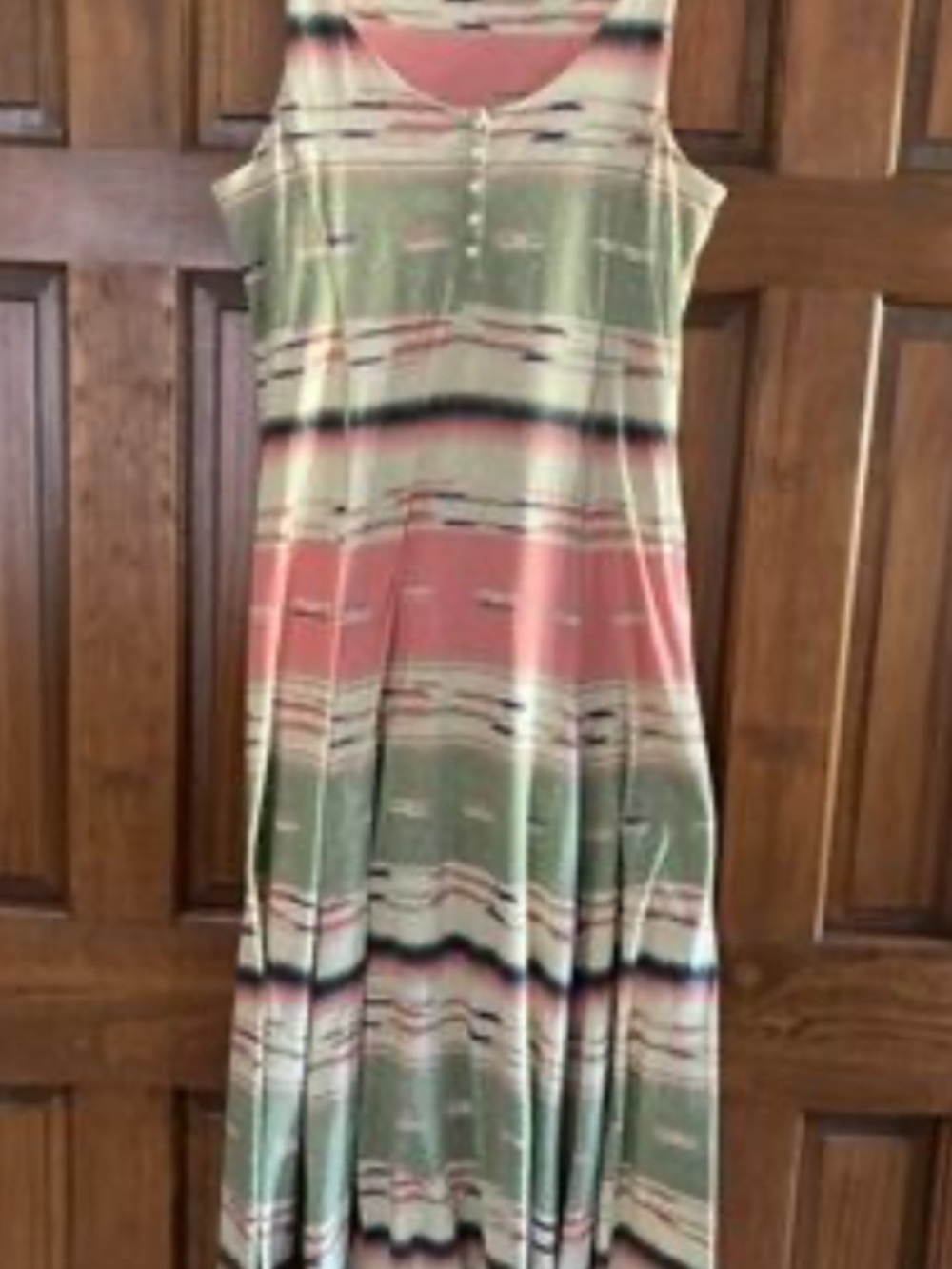 Ralph Lauren Coral and Sage Striped Maxi Dress-Xl